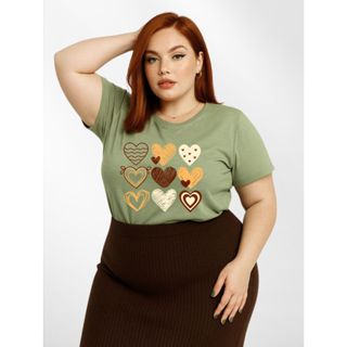 Blusa Feminina Plus Size Manga Curta 100% Algodão Básica Casual em Oferta na Shopee