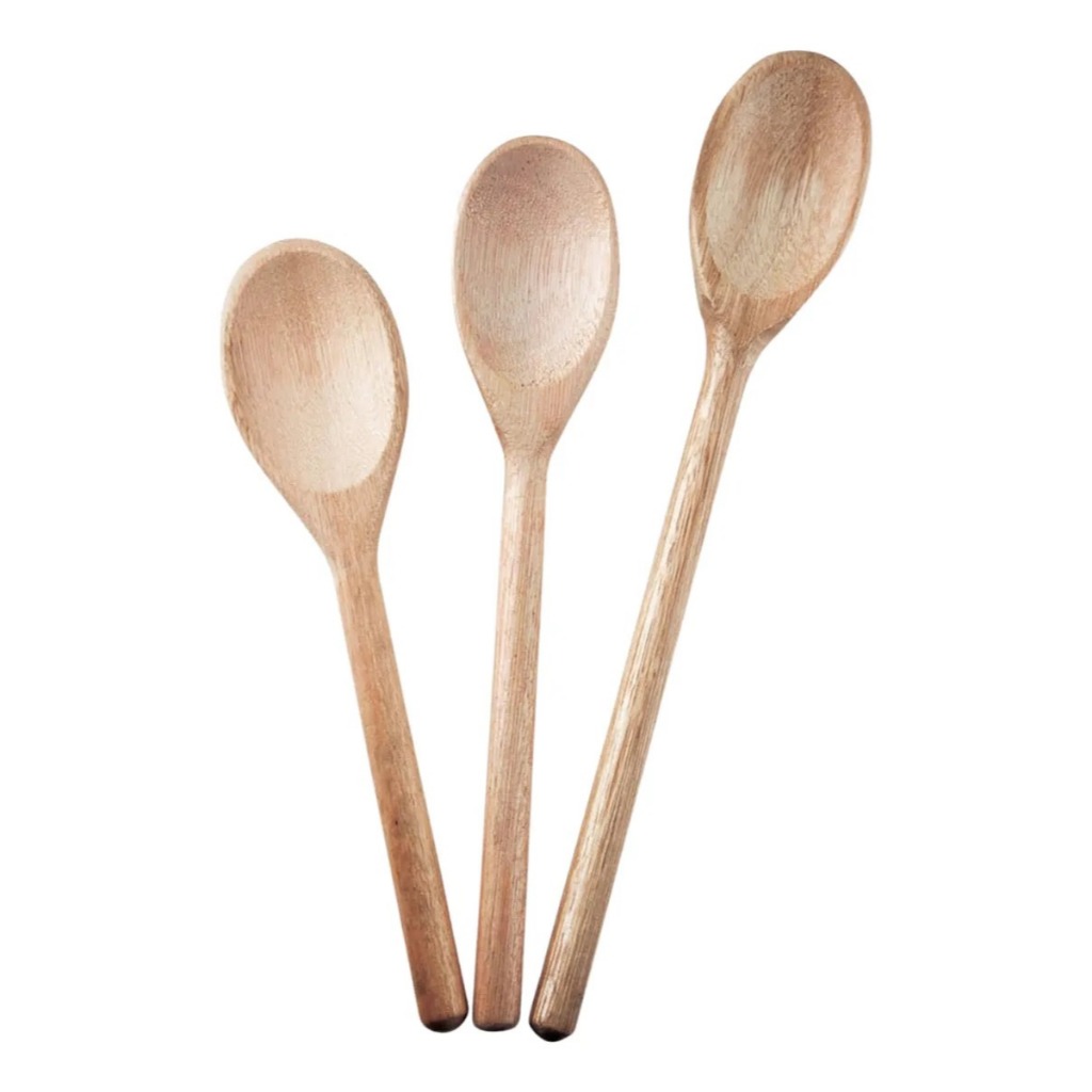 Kit Colher De Pau 3 Tamanhos Para Cozinha Industrial Merenda Escolar Confeitaria Atacado