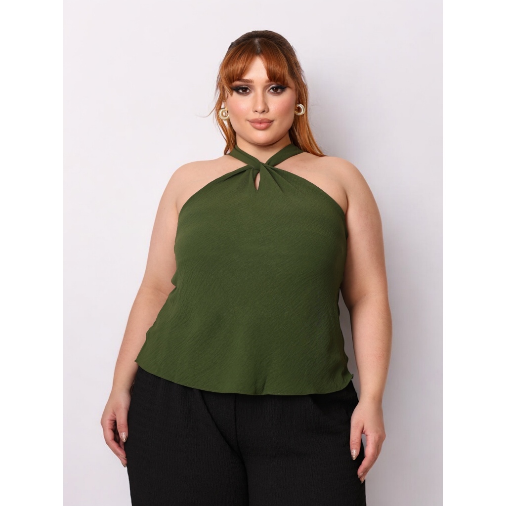 Plus de Regata Duna Feminina Torção frente e costas Básica Tecido macio e agradável à pele em Oferta na Shopee