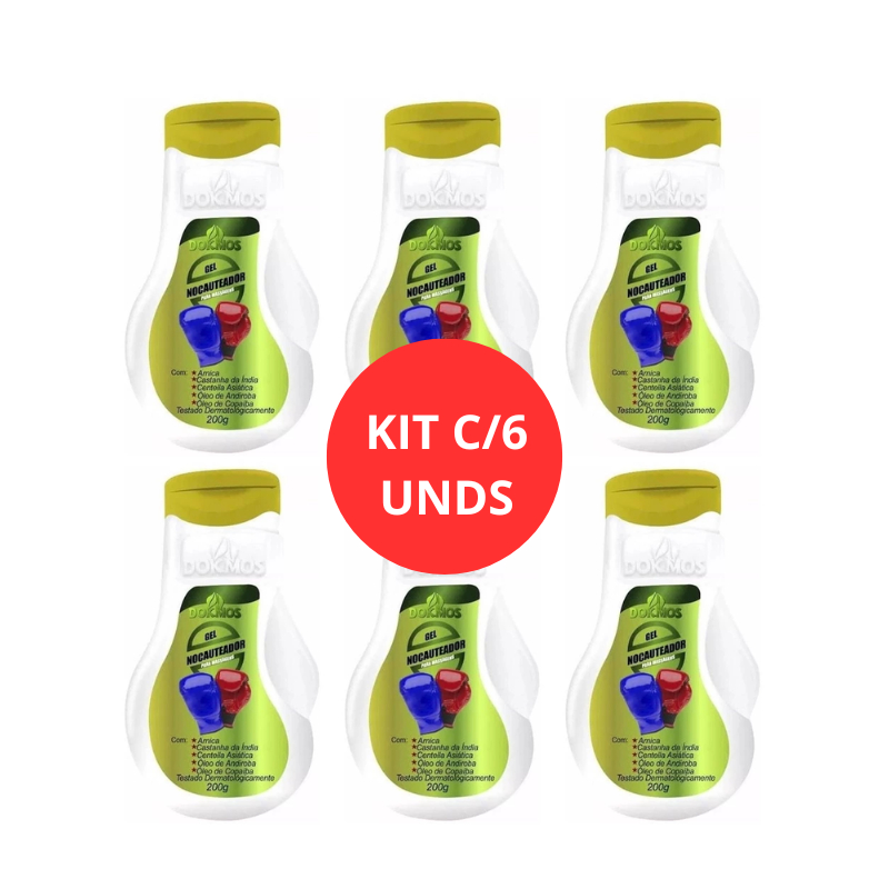 KIT C/6 Gel Nocauteador Massageador Dokmos 200g em Oferta na Shopee