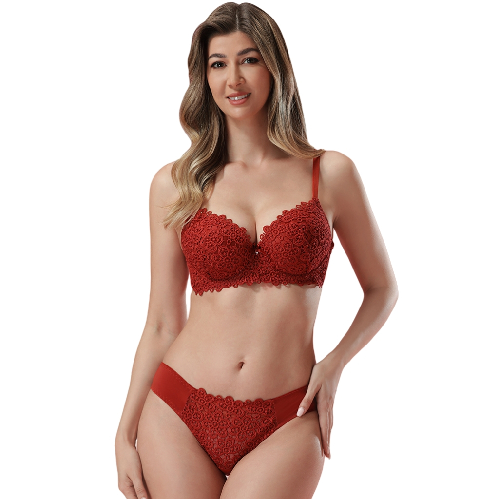 Z&D Lingerie Conjunto Com Aro Renda e Bojo Calcinha Tanga 8005 em Oferta na Shopee