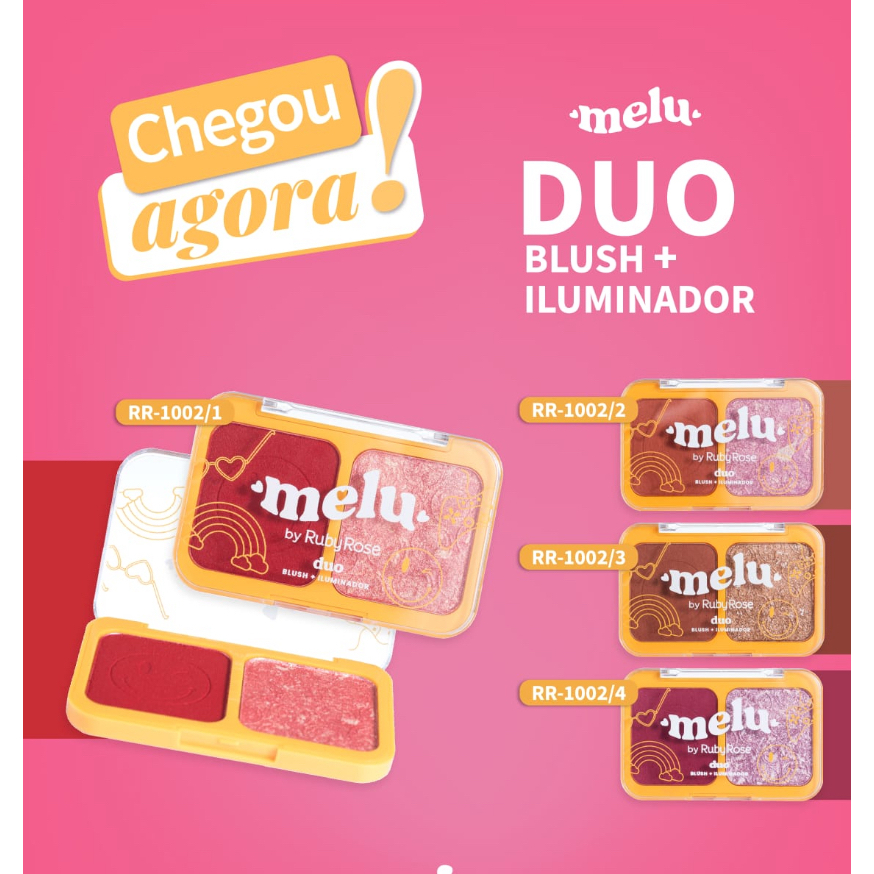 Paleta Duo de Blush e Iluminador Facial Melu by Ruby Rose - 14,85g
