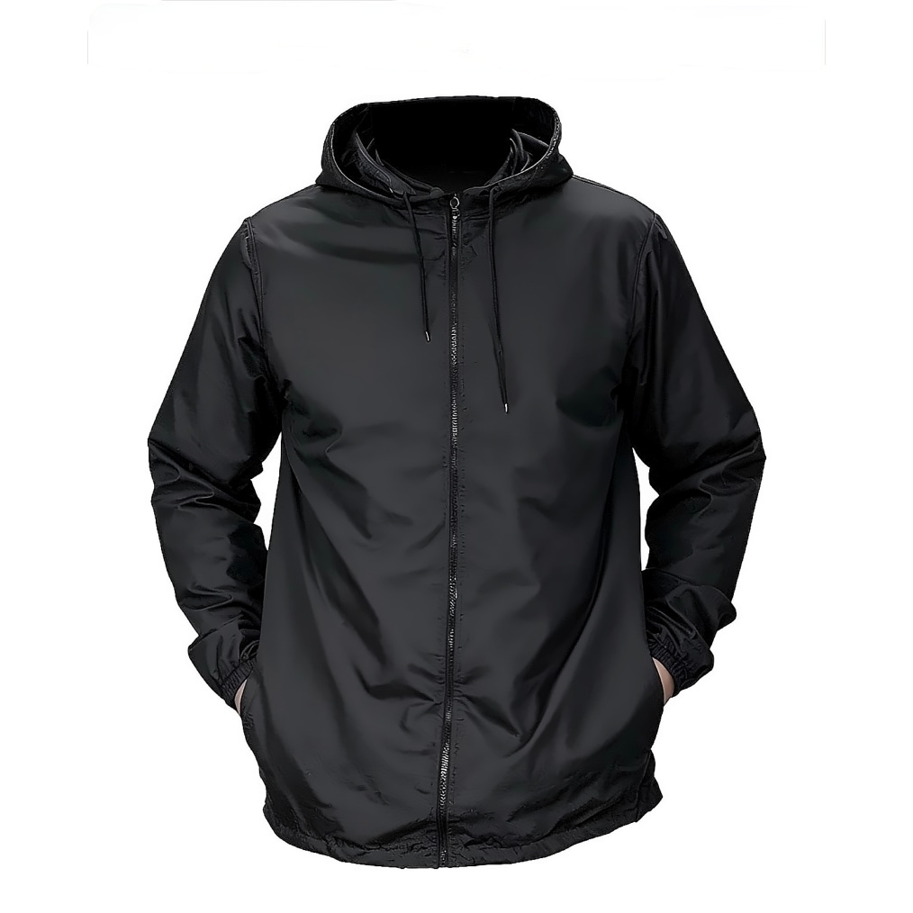 Corta Vento Masculino | Jaqueta Lisa Impermeável com Capuz, Bolso e Zíper - Envio imediato.
