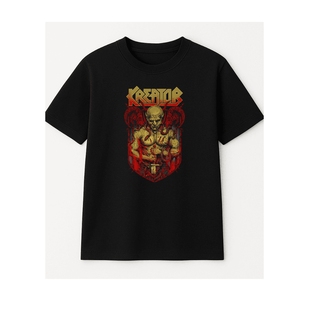 Camiseta Rock Vintage 100% Algodão – Modelo "Orc Guerreiro Kreator" | Edição Exclusiva Streetwear Unissex Casual