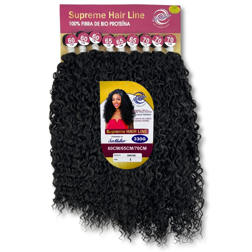 Aplique Cabelo Tela Cacheado Bioproteína Simone Ser Mulher 70cm