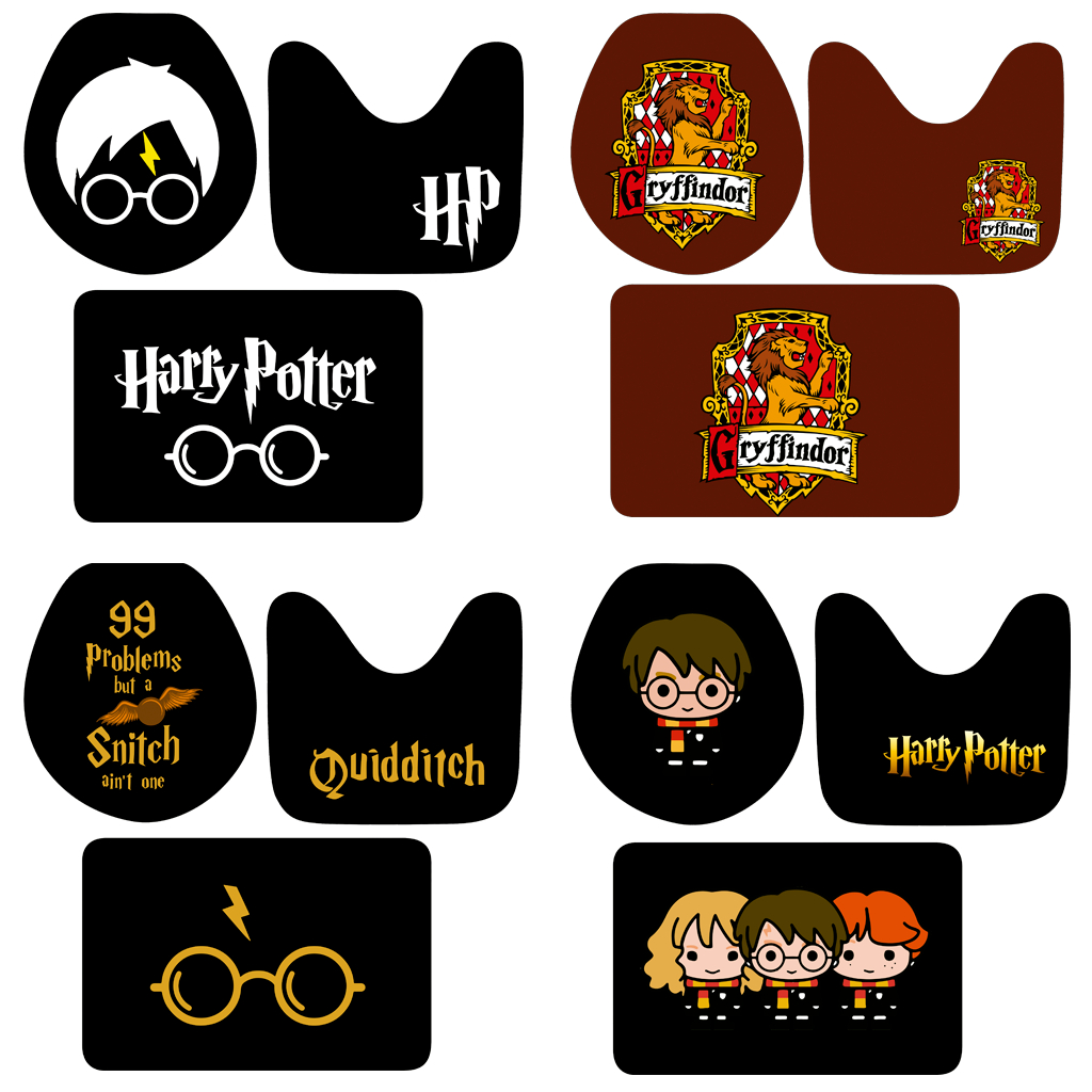 Jogo de Tapete de Banheiro Premium Antiderrapante  Costura Reforçada - Harry Potter