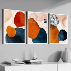 Conjunto Quadros Decorativos 50x70 cm Moldura e Vidro Para Sala Quarto Escritório Moderno