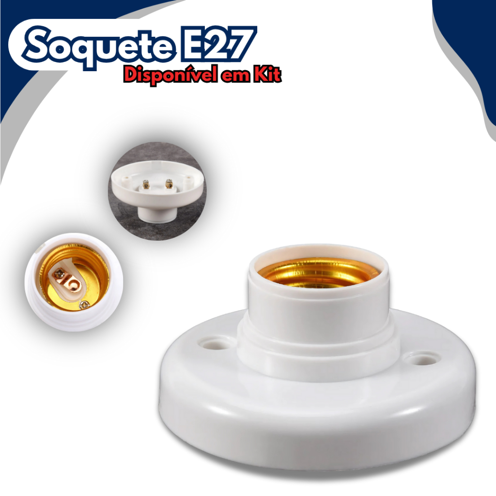 Kit Plafonier Plafon Com Soquete E27 60w Cor Branco Redondo Para Lâmpada em Oferta na Shopee