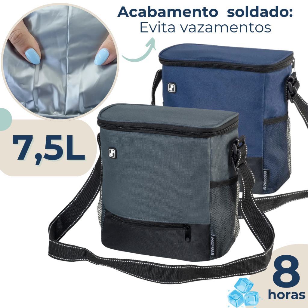 Bolsa Térmica Médio 7,5 Litros Conserva Alimento Bebidas Camping Praia Pesca Não Vaza Soprano