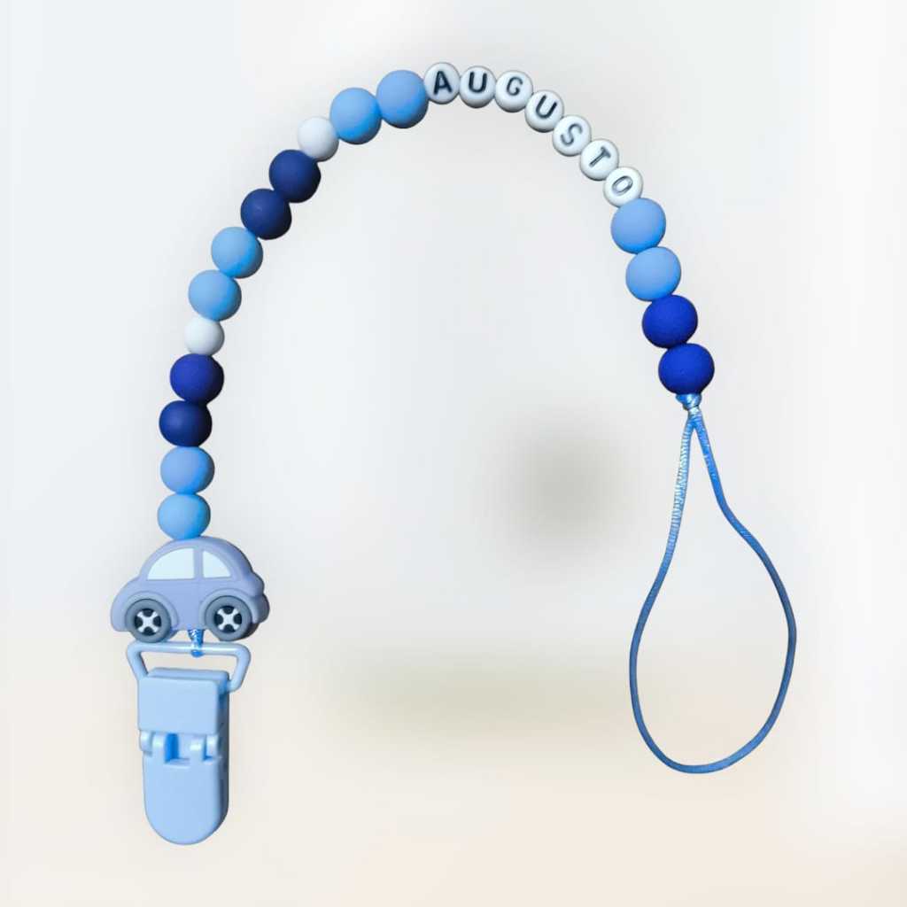 Prendedor de chupeta com nome da criança Personalizado bebê menino carrinho barquinho