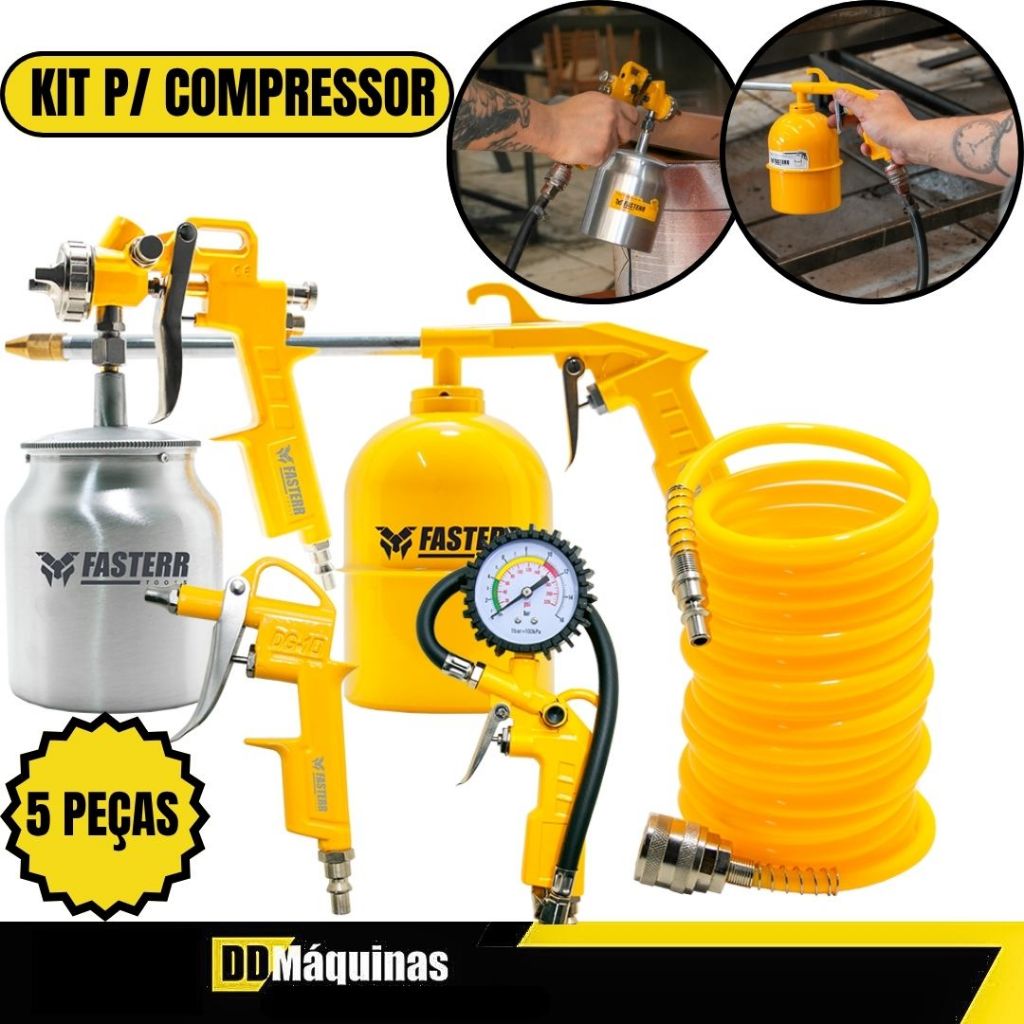 Kit Acessórios Para Compressor 5 Peças com  Caneca FST034 - FASTERR em Oferta na Shopee