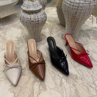 MULE DETALHE LAÇO SALTO MEDIO 7 CM em Oferta na Shopee