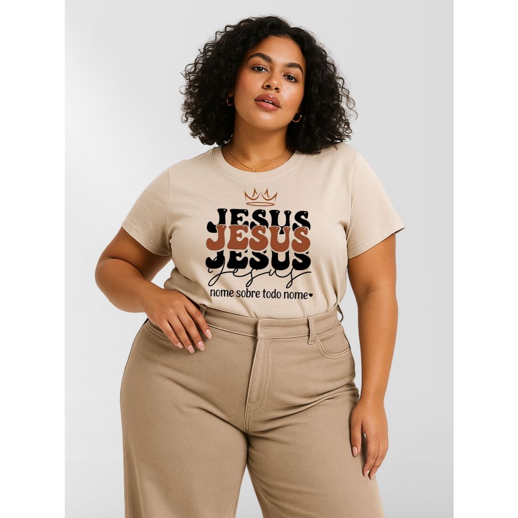 Blusa Feminina T-Shirt Plus Size Manga Curta 100% Algodão Malha Premium em Oferta na Shopee