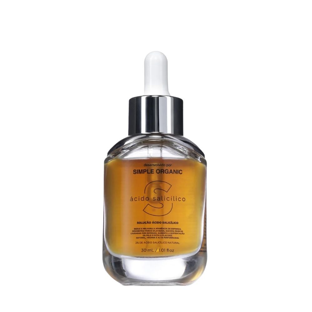 Sérum Solução Ácido Salicílico Controla Oleosidade Elasticidade Espinhas e Cravos Simple Organic em Oferta na Shopee