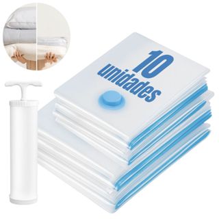 Kit 10 Saco a Vácuo para Roupas Viagem com Bomba Manual Organizador Mala Guarda Roupa em Oferta na Shopee
