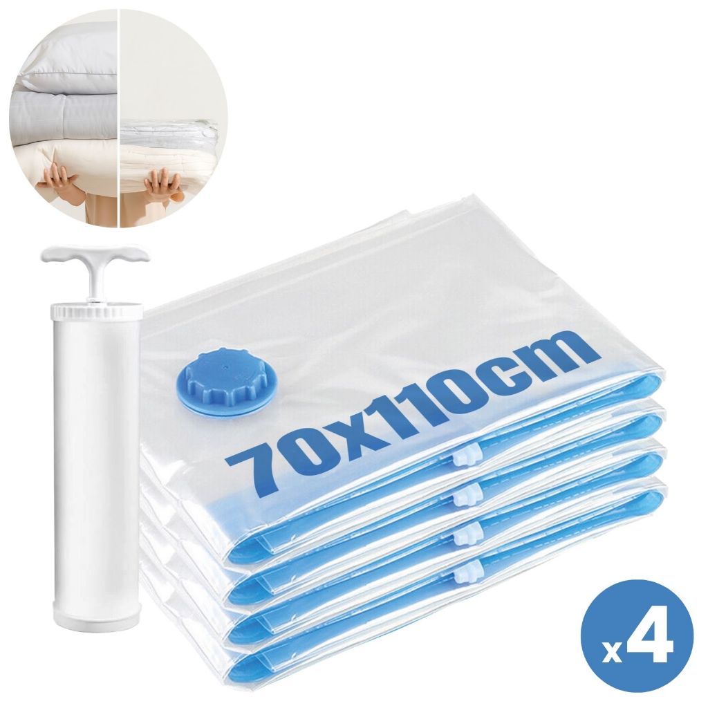Kit 4 Saco a Vácuo para Roupas Viagem com Bomba Manual Organizador Mala Guarda Roupa em Oferta na Shopee