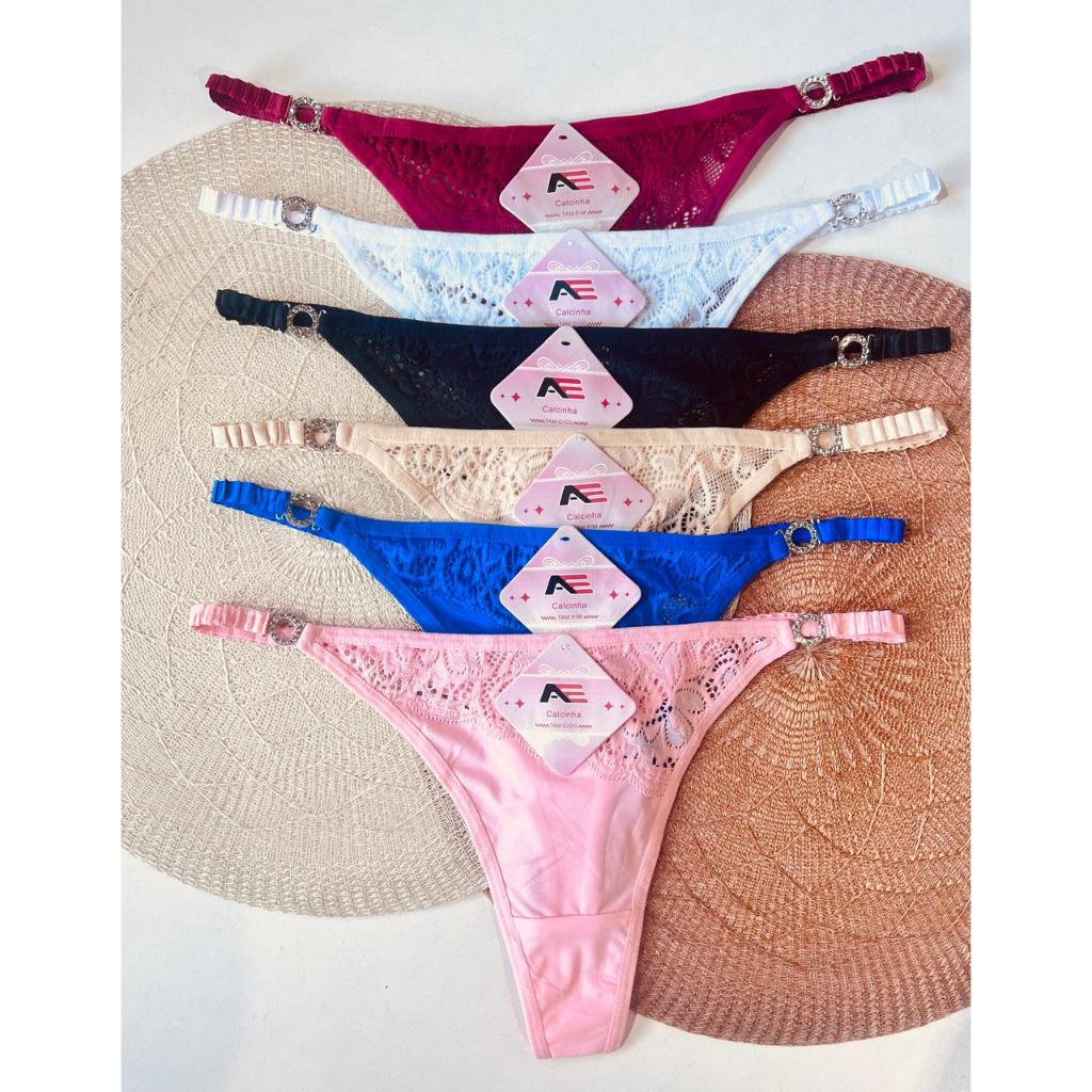 Kit 5 Calcinha Sem Costura Com Detalhe em Brilho Tanga Fio Rendada Corte a Laser  Calcinha Poliamida em Oferta na Shopee