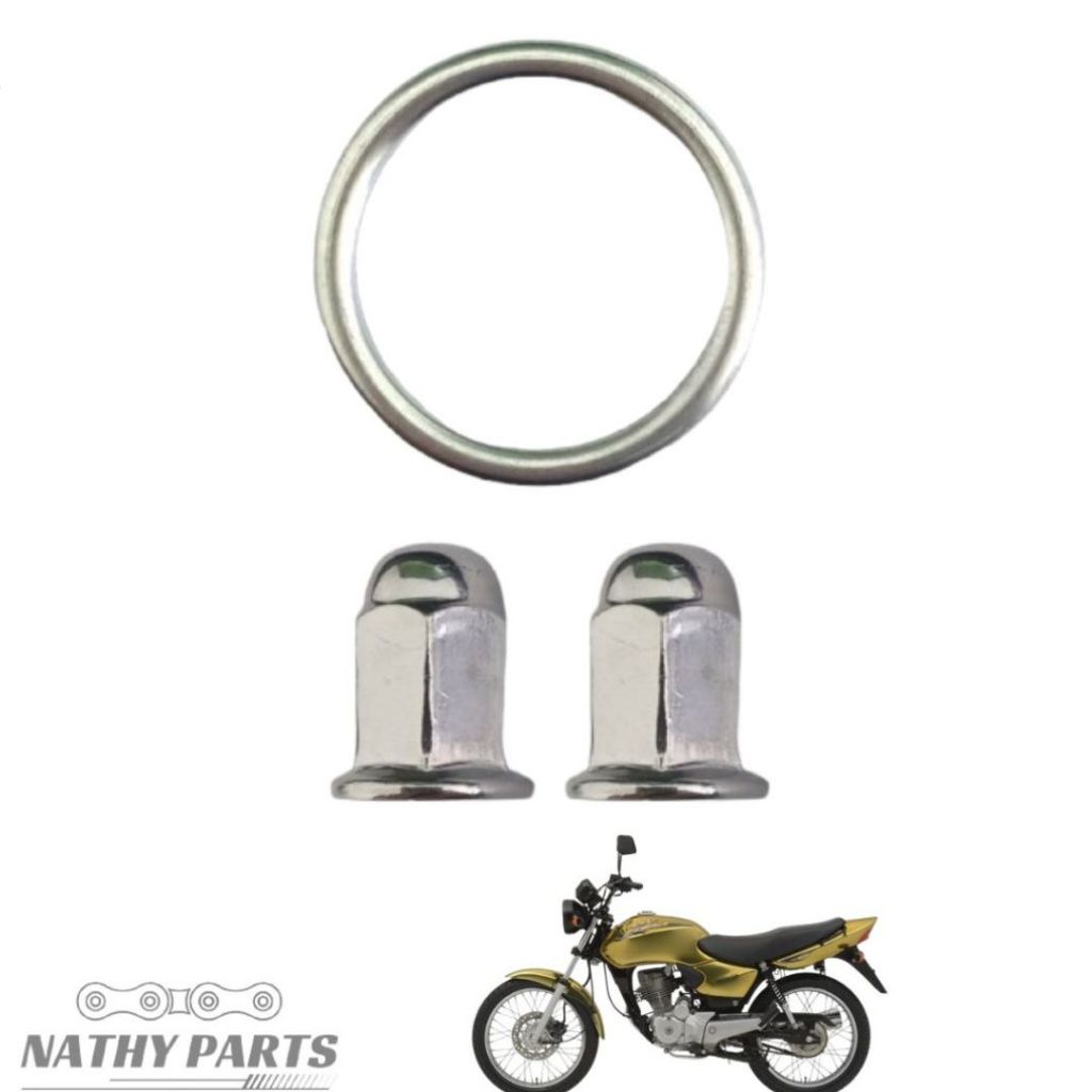 Kit Anel Escape Titan 125 2000 a 2004 Cg Fan 125 05 a 08 + Porcas 7mm do prisioneiro escapamento