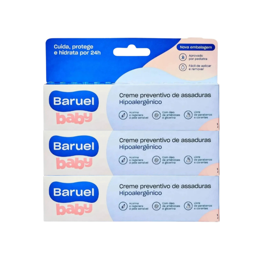 Kit 3 Creme Preventivo Assaduras Baby Baruel 90g