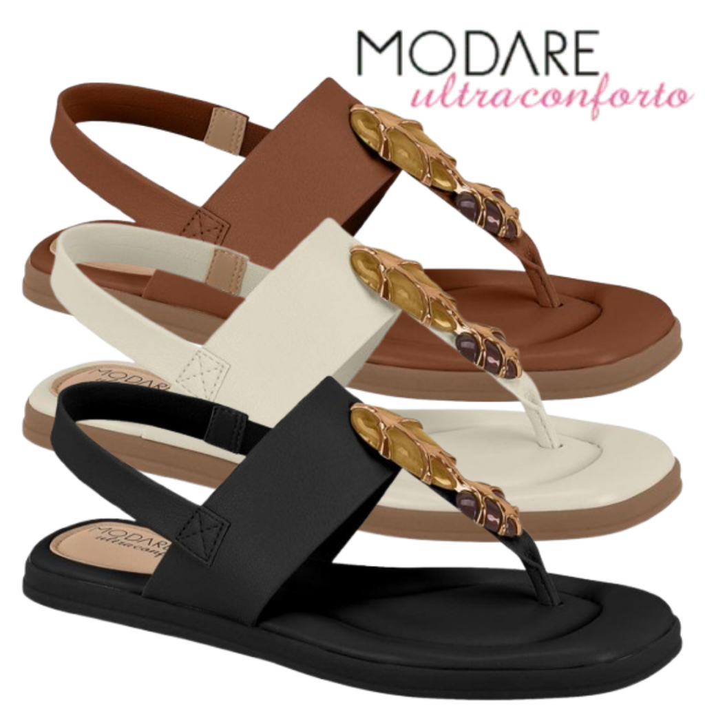 Sandália Rasteira Modare Ultra Conforto Palmilha Acolchoada Casual Antiderrapante 7212.103