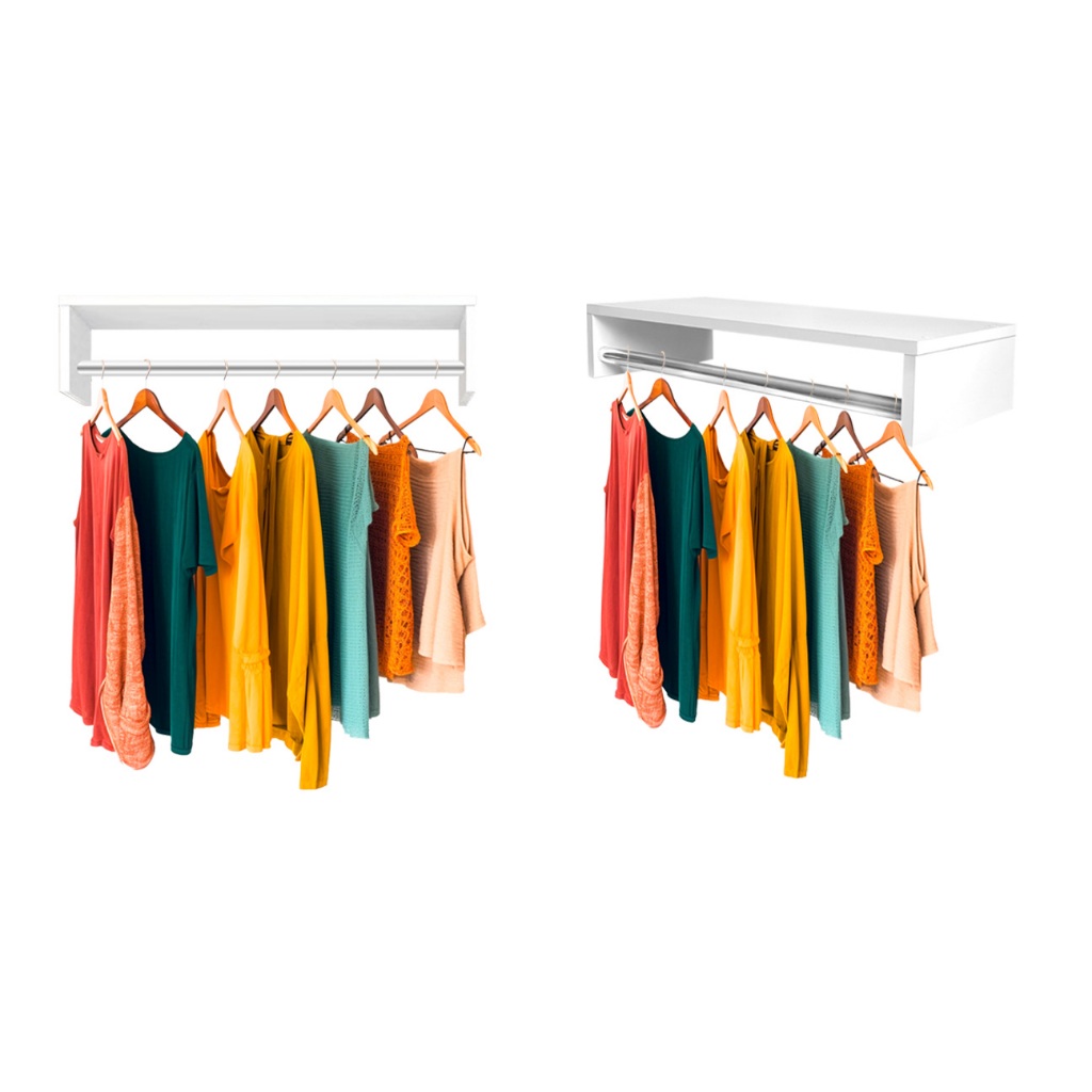 Oferta 2 Cabideiros Arara De parede Para Roupas Branco Closet 60 Cm
