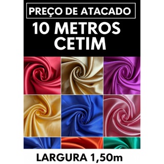 Tecido Cetim - Kit com 10 Metros – PREÇO DE ATACADO - Diversas Cores em Oferta na Shopee