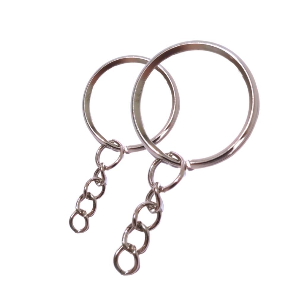 20/50/100 Argola Chaveiro com corrente 20mm 24mm Pacote Prata Ouro em Oferta na Shopee