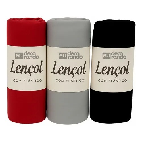 Kit 3 Lençóis Solteiro Com elástico 100% Algodão Avulso Varias Cores 200 Fios Macio Resistente
