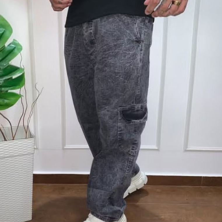Calça Jeans masculina, calça baggy, balão, Cargo modelo atreetwear