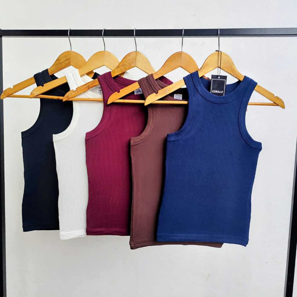 Regata feminina Americana em malha canelada premium Viscose com elastano