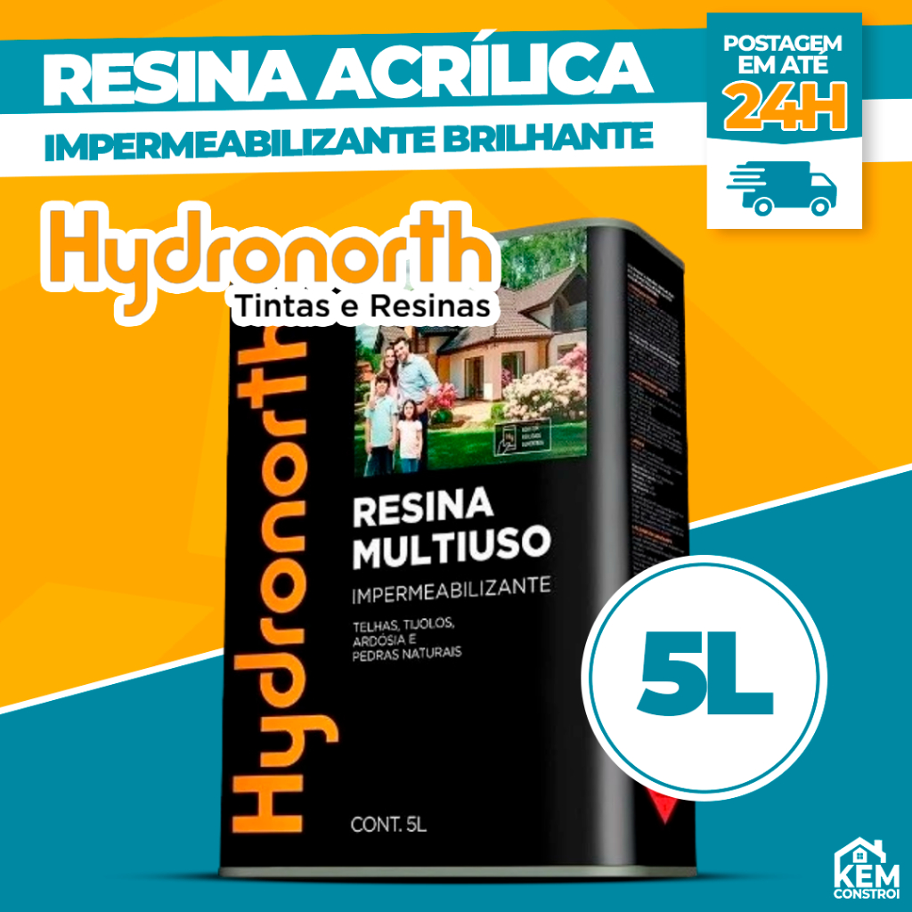 Resina Acrílica Hydronorth 5L Impermeabilizante para Telha, Piso, Pedra e Tijolo