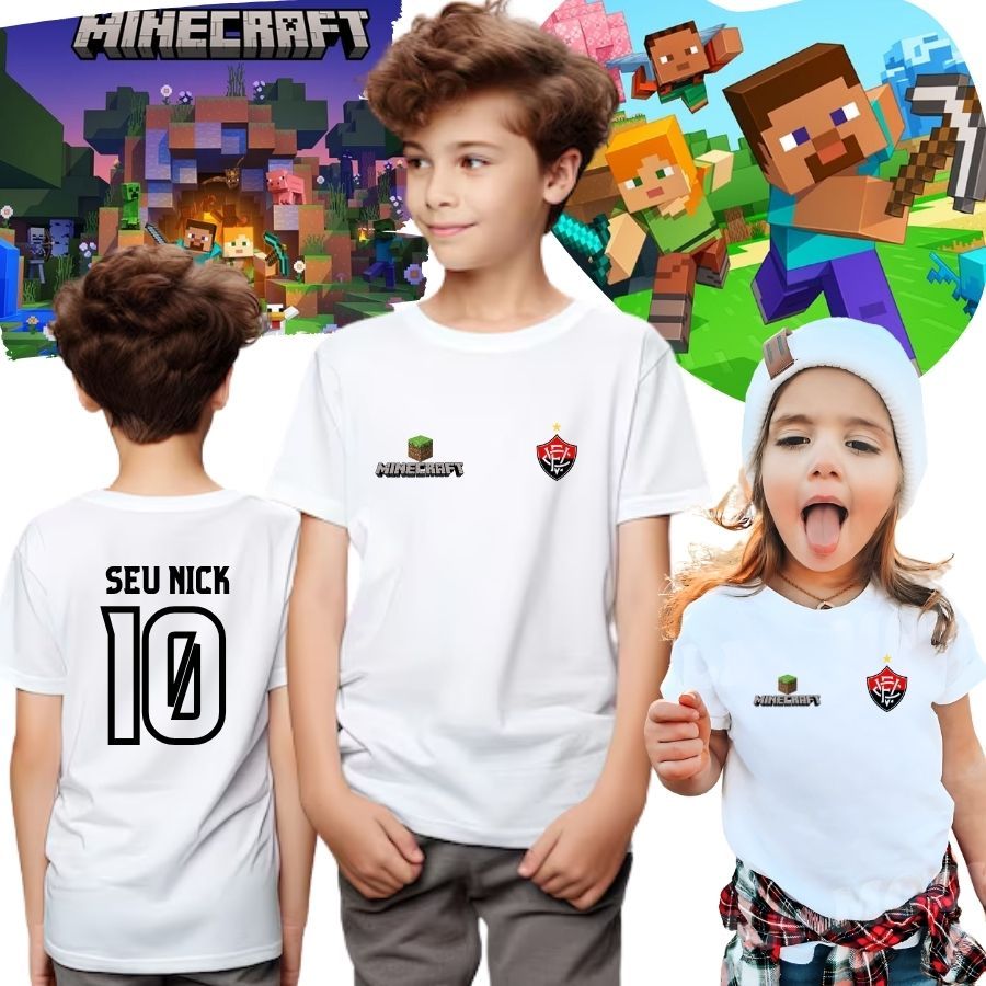 Camisa Minecraft Vitoria Infantil Blusa Personalizada