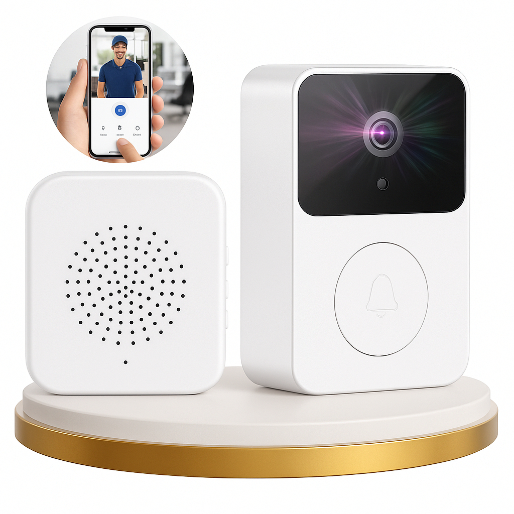 Campainha Com Câmera Vídeo Porteiro Sem Fio Wi-Fi HD Inteligente Smart Home Vê Pelo Celular Recarregável em Oferta na Shopee