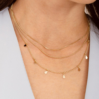 Colar Triplo com Penduricalhos Feminino Banhado a Ouro 18k Ou Prata 925 em Oferta na Shopee