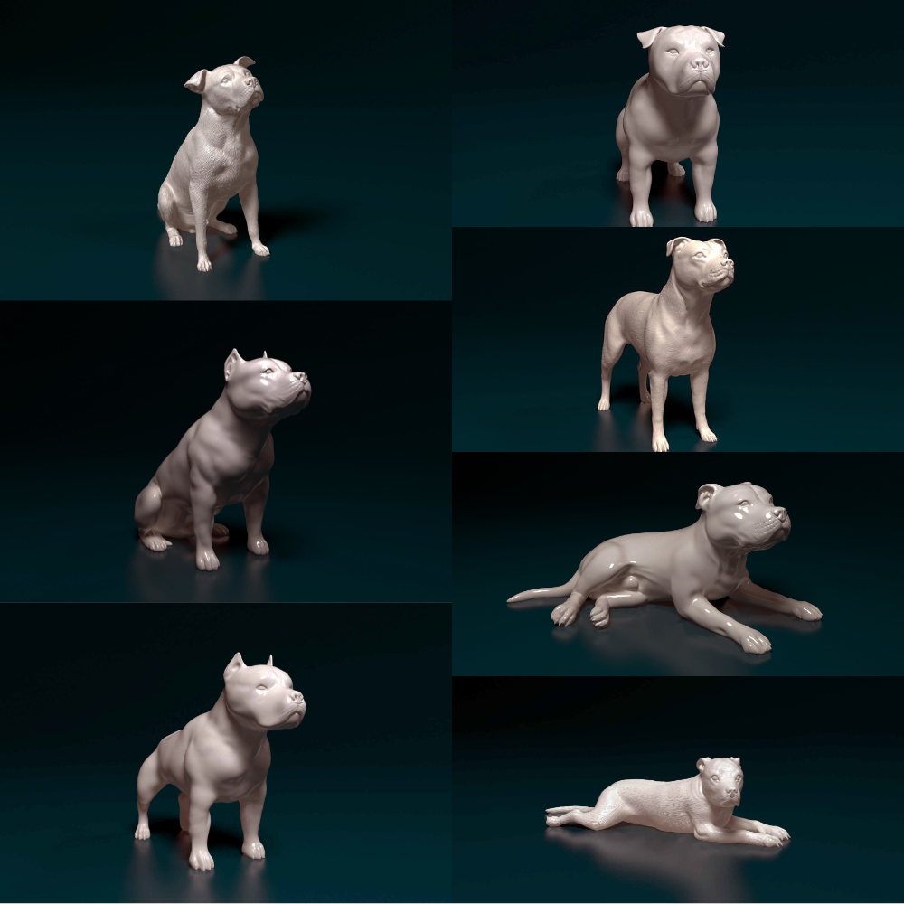 Miniatura de Pitbull – Escultura Realista Impressa em 3D | Decoração e Presente para Amantes de Cães