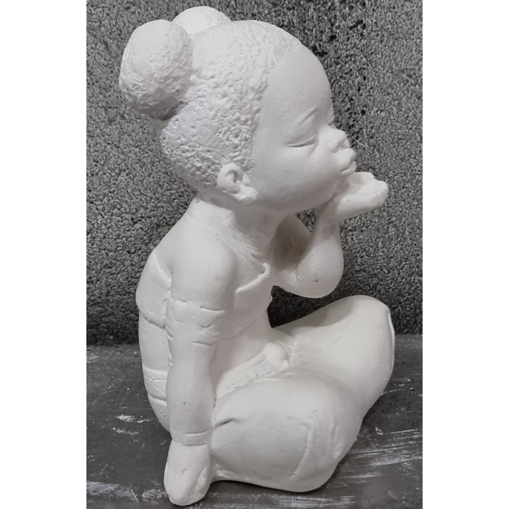Imagem Ere Africana 17cm Gesso Cru - Envio Imediato