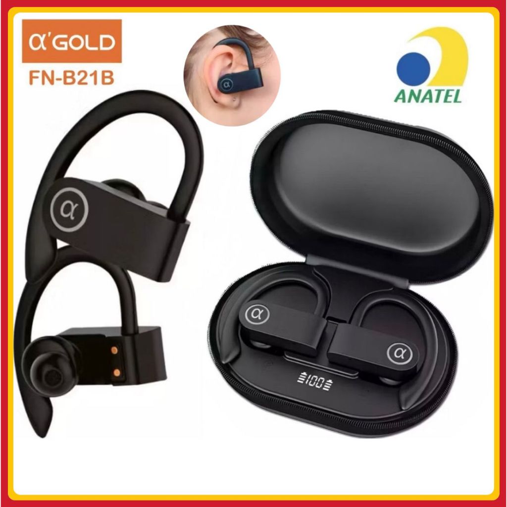 Fone De Ouvido Sport Orelhas Penduradas Fone Esportes Bluetooth 5.3 IPX5 original A’GOLD FN-B21B