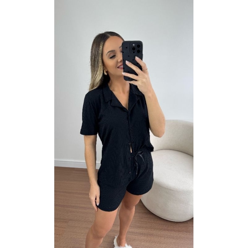 PIJAMA VERÃO AMERICANO CANELADO em Oferta na Shopee