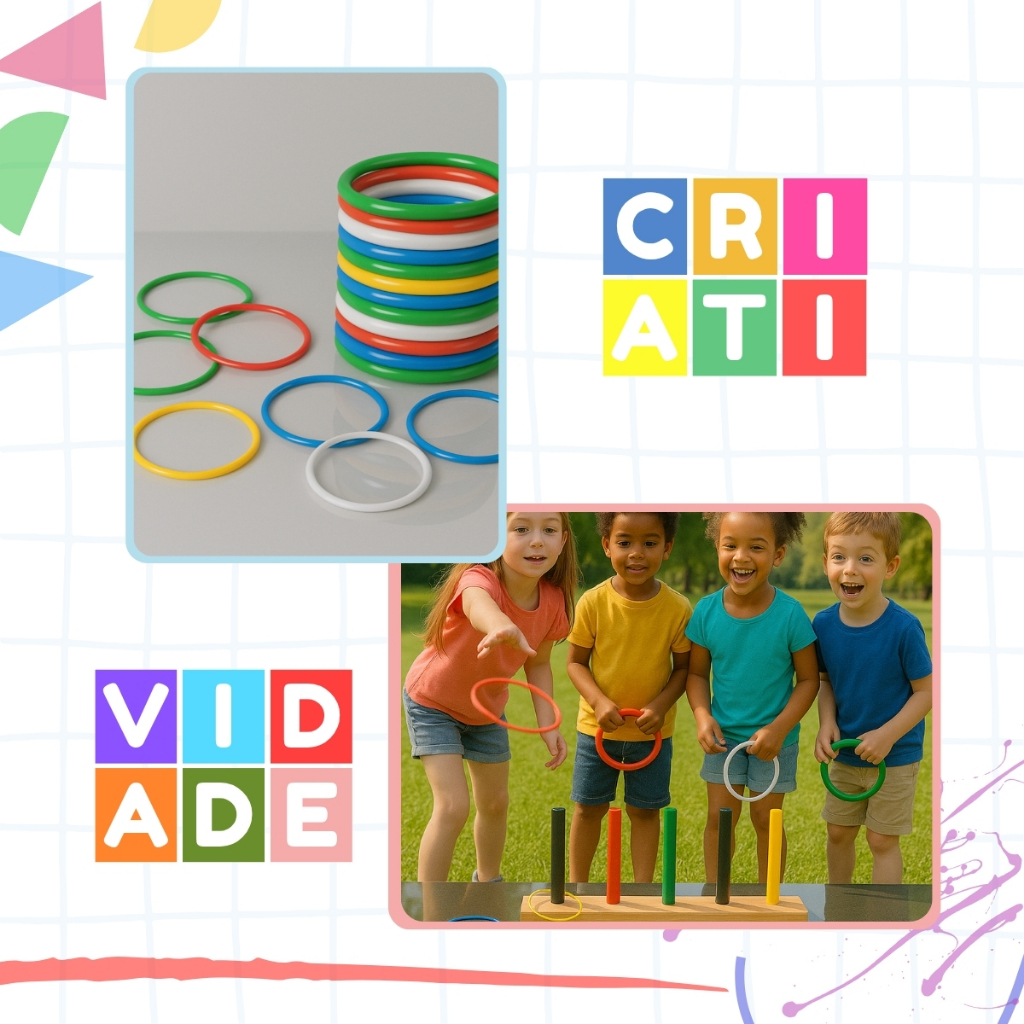 Kit 10 a 60 Argolas Coloridas Plástico Brincadeiras Arremesso Festas Prendas - Cores Sortidas