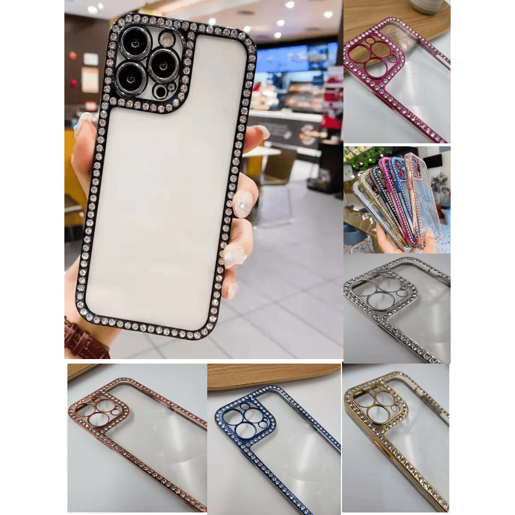 Capa De Celular  Para Compatível   IPhone Case 13 14 PRO MAX Transparente De Cristal Com Strass em Oferta na Shopee
