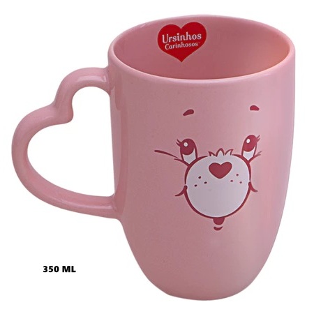 Caneca Cacau show Ursinhos Carinhosos Oxford 350 ml Rosa Animadinha Cerâmica Chocolate Quente Café