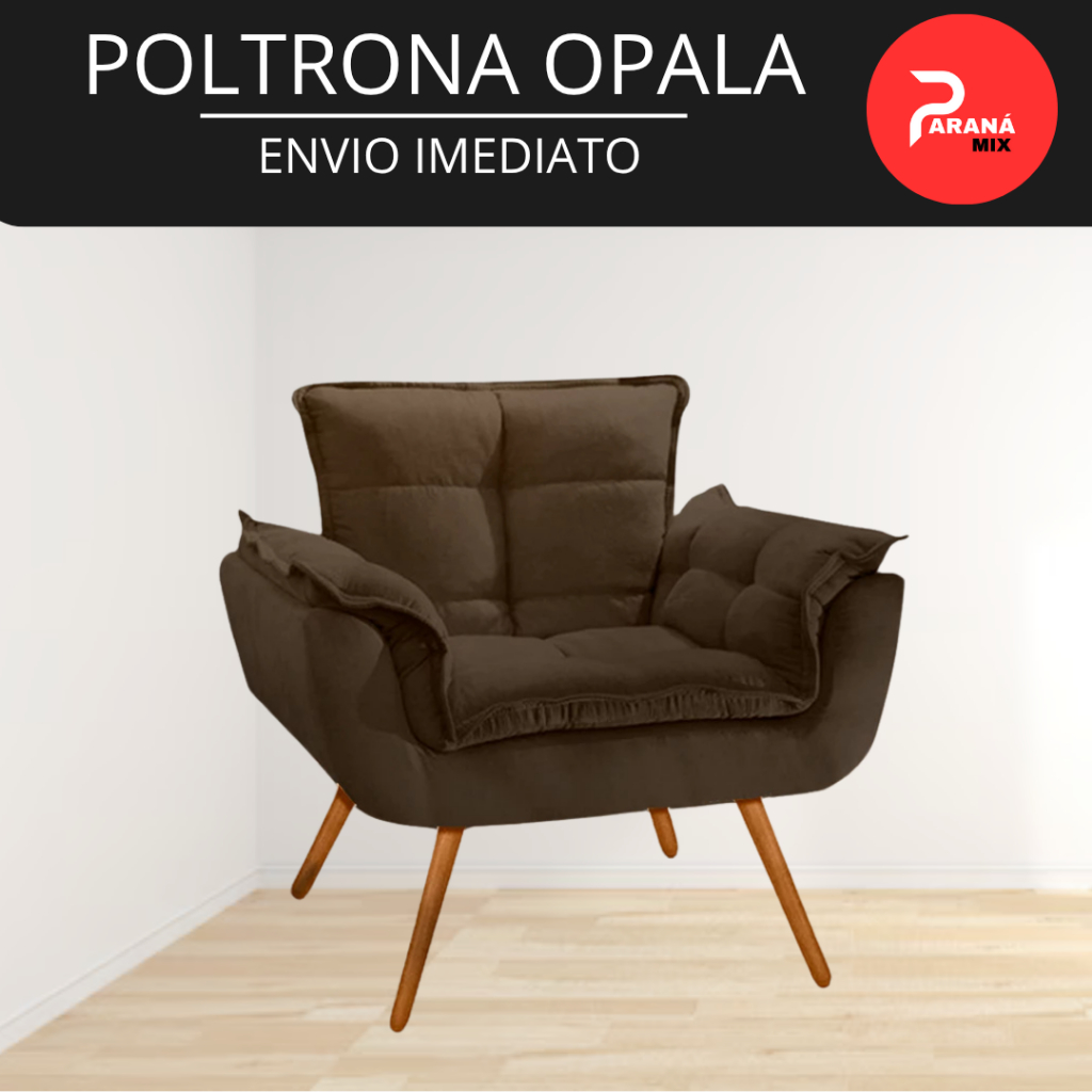 Poltrona Opalla Veludo com Pés Palito - Envio Rápido e Reforçada