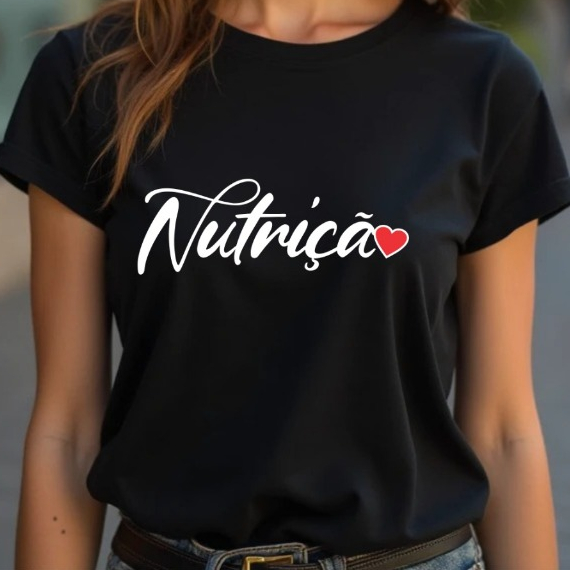 Camiseta Feminina Nutrição Manga Curta Estampa Profissão