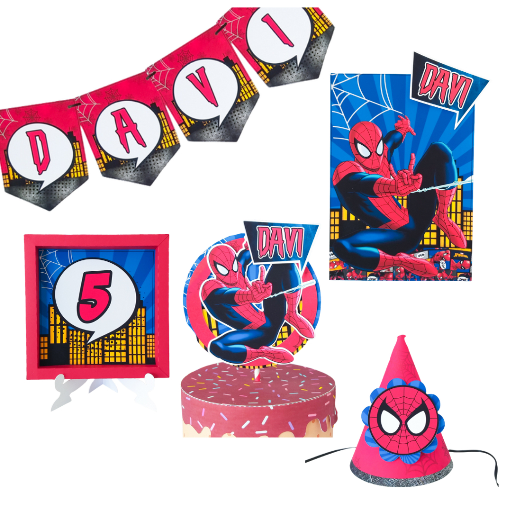 Decoração de festa aniversário menino Homem aranha kit lembrancinhas caixinhas personalizado topo de bolo