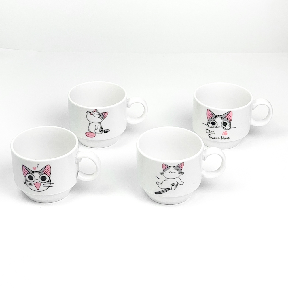 Jogo De Xícaras Café Chá Com Suporte Kit 4 Canecas 160ml em Oferta na Shopee