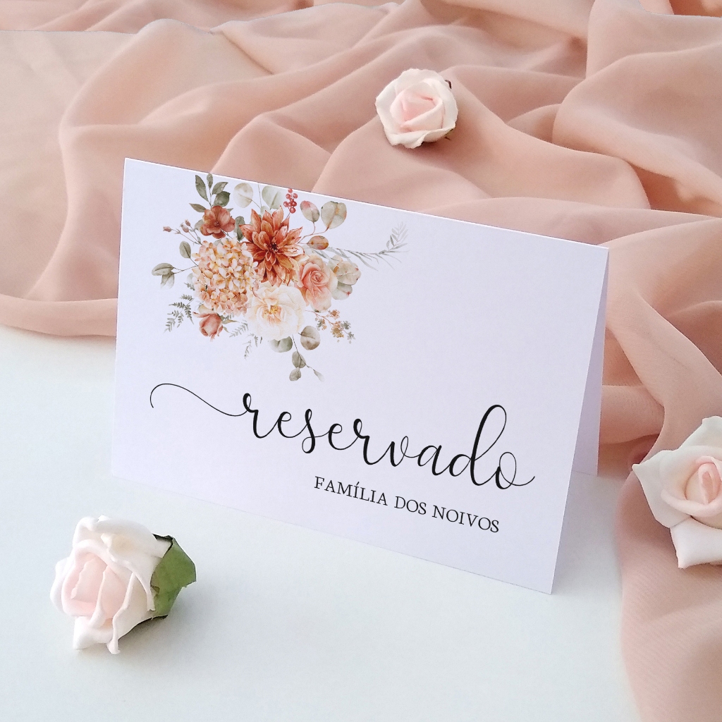Placas de Reservado para Casamentos 15 anos e Eventos Reserva de Mesa Floral Terracota em Oferta na Shopee
