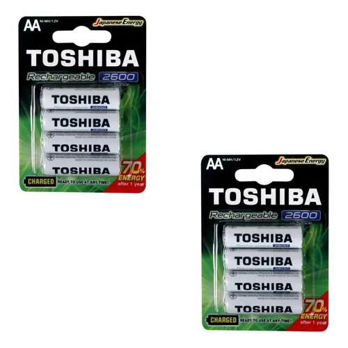 Kit 8 Pilhas Recarregáveis Aa Toshiba Tnh6gae 1,2v 2600mah