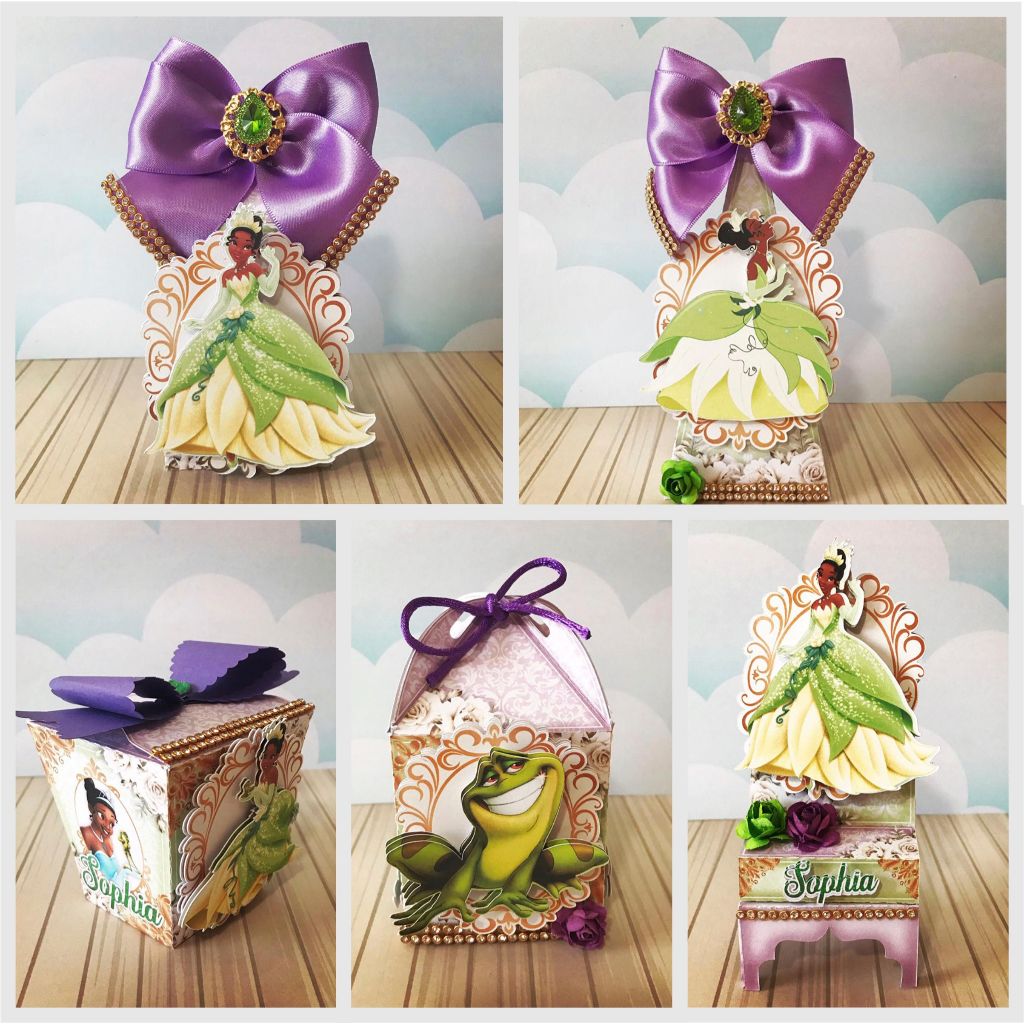 Kit festa 50 peças a princesa e o sapo ,Lembrancinhas infantil,Caixinhas personalizadas,papelaria -KIT PEGUE E MONTE