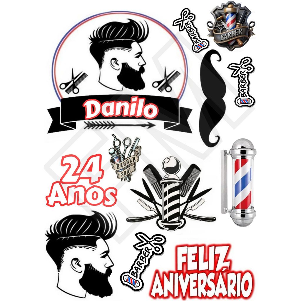 Topo de Bolo BARBEIRO   Personalizado para aniversários , comemorações em Oferta na Shopee