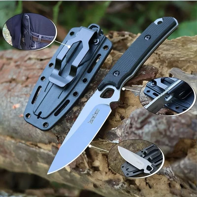 Faca Caça Pesca Full-Tang Coldre  Alto Carbono, Bainha Incluída em Oferta na Shopee